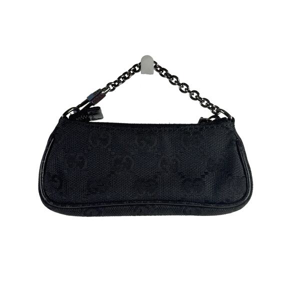 Gucci Vintage Black GG Monogram Micro Mini Horsebit Coin Purse Bag Charm - Picture 3 of 6